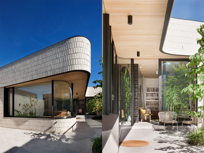 Light and curved vistas in the Brick House, an addition and renovation to a single-fronted Edwardian house in Prahran. Photographs by Shannon McGrath.