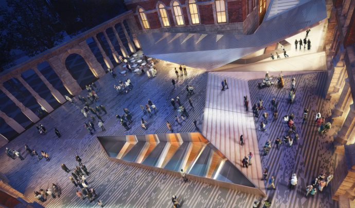 A concept image for AL_A's Exhibition Road Building project, an alteration and extension to the V&amp;A Museum. Image courtesy of AL_A.