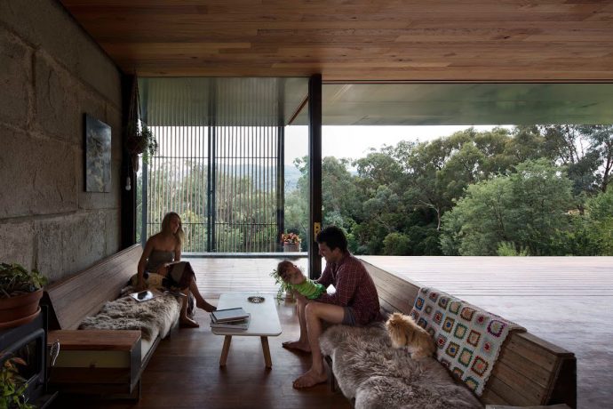 The Sawmill House's residents – a young family of three – needed a transformable space for living, working and entertaining. Photo by Ben Hosking.