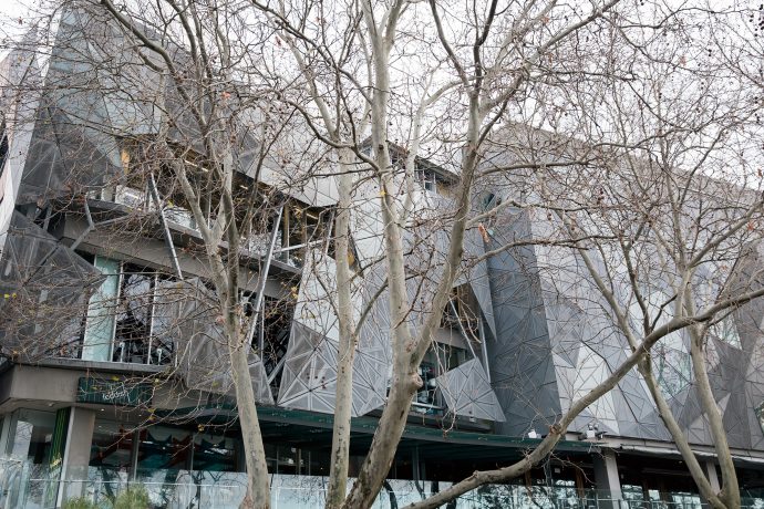 Above and below: the exterior of the relocated Koorie Heritage Trust at Federation Square, Melbourne. Photos by Tom Ross.