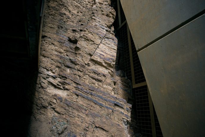 Grounded in site: layers of ancient, exposed rock are a potent reminder of what lies beneath our contemporary city. Photo by Tom Ross. 