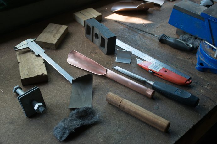 Tools of the trade: each Grafa spade, scoop and hoe is individually hand-crafted by Travis and Harriet. Photo by Fred Kroh.