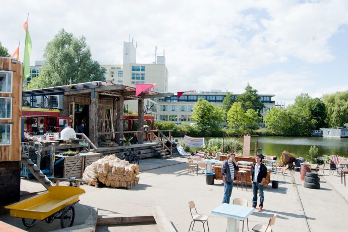 Summer hang out space: the stage functions as a venue for live music, art and performances. Photo by Martin van Wijk.
