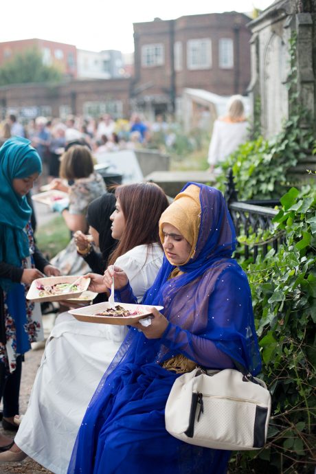 Shuffle 2014's opening night feast was prepared using foraged ingredients from the cemetery park that is now a protected urban woodland. Photo by Elena Heatherwick.