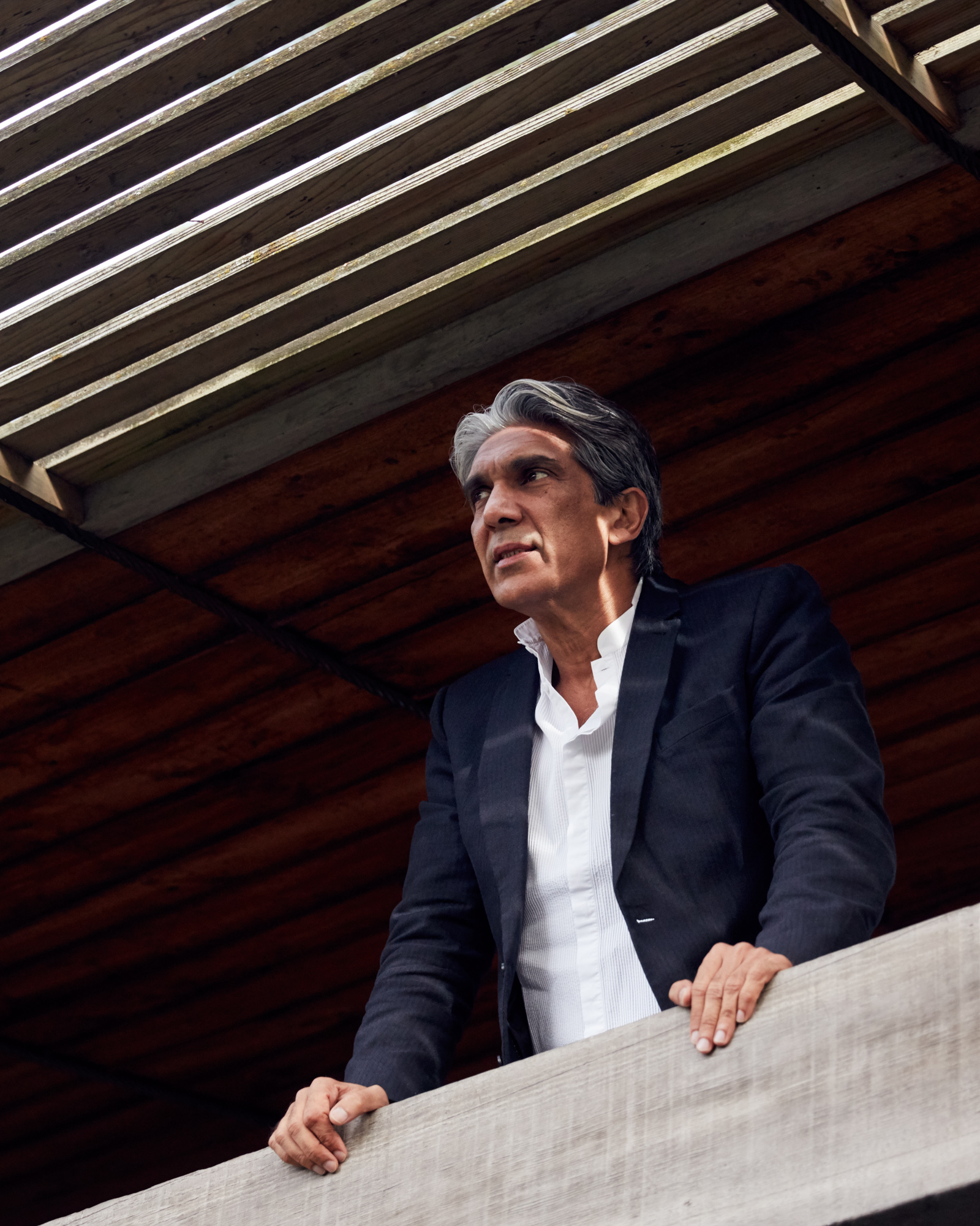 Bijoy Jain on the balcony of Robin Boyd's Walsh Street House in South Yarra. Photo: Tom Ross.